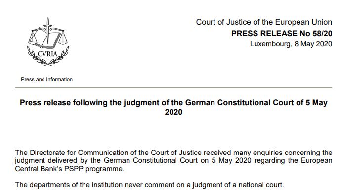 ECJ Statement - 8 May 2020